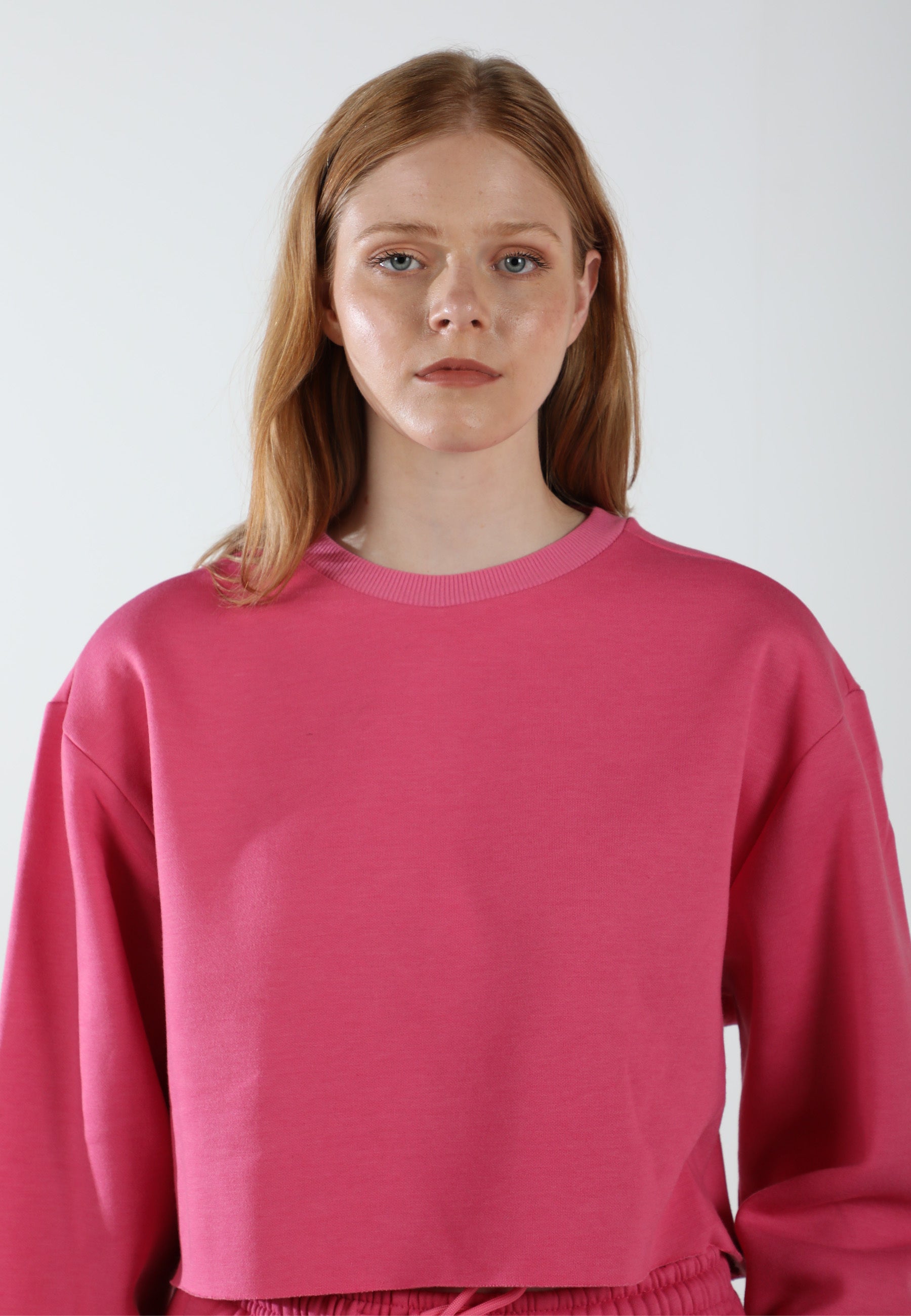 Sudadera corta con cuello redondo Elevate - Lover Pink 