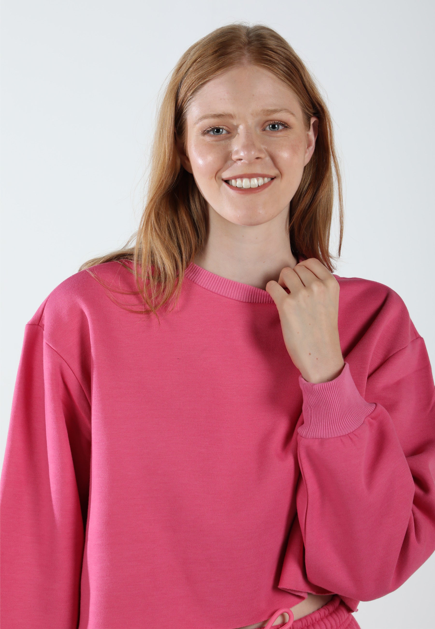 Sudadera corta con cuello redondo Elevate - Lover Pink 