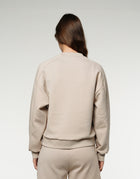 Kurzes Sweatshirt mit Rundhalsausschnitt / Beige 