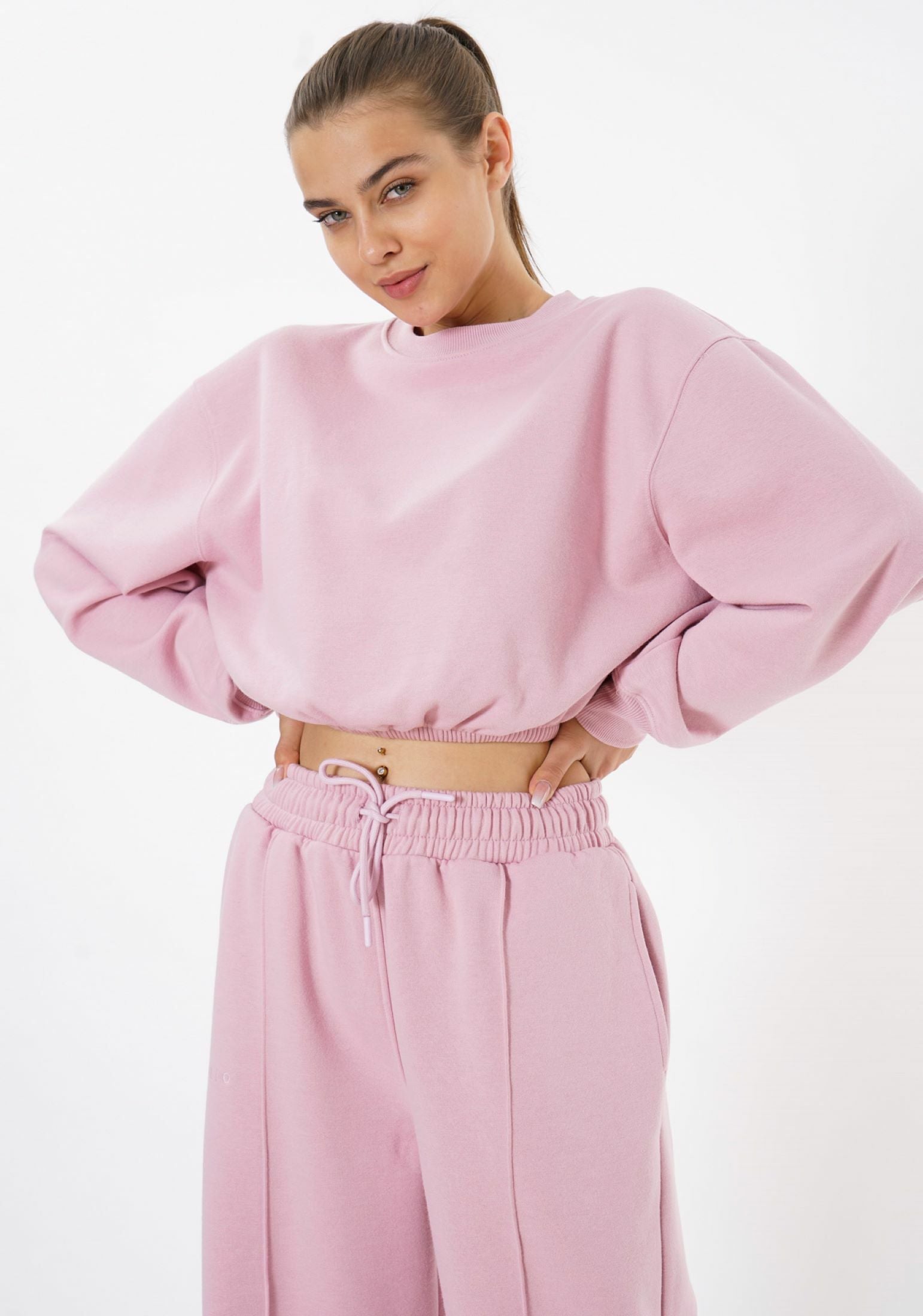 Cropped Crewneck Sweatshirt / Candy Pink