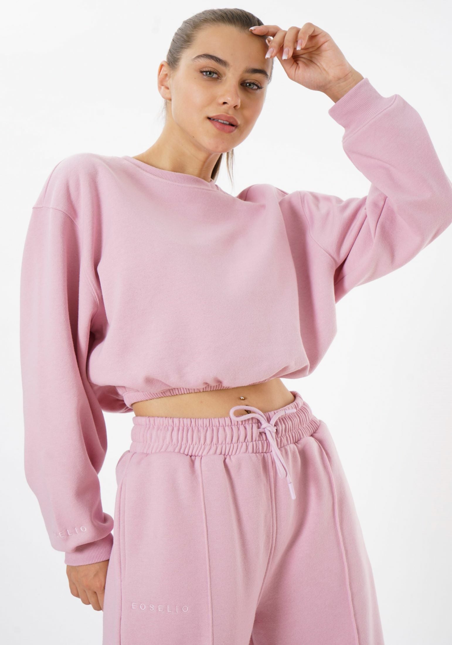 Cropped Crewneck Sweatshirt / Candy Pink