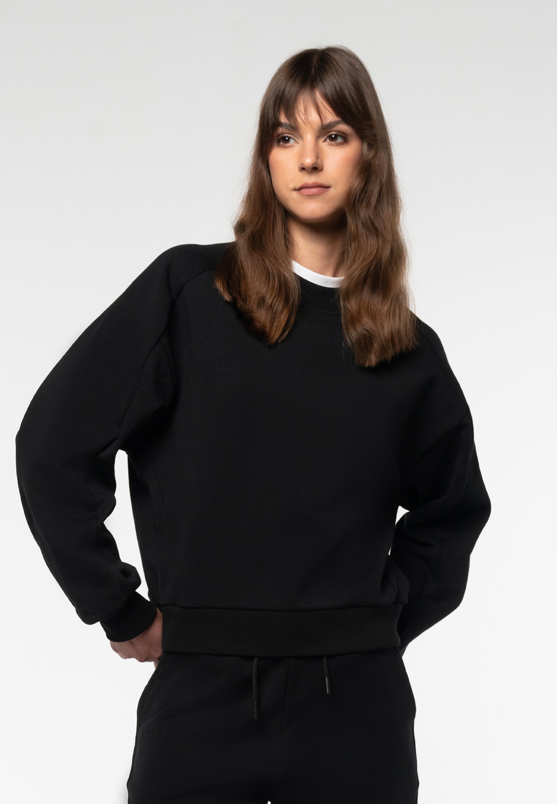 Crewneck Cropped Sweatshirt / Black